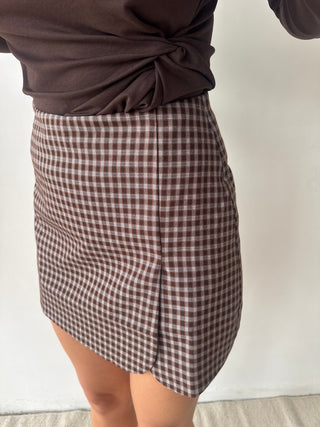 Brown checked skort