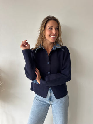 Denim details navy knit