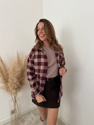 Burgundy checked shirt