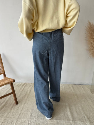 Blue striped wide pants