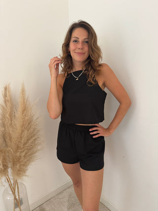 Black linen summer set