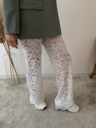 White lace pants