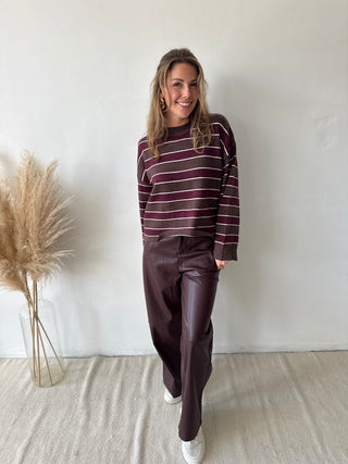 Burgundy leather pants