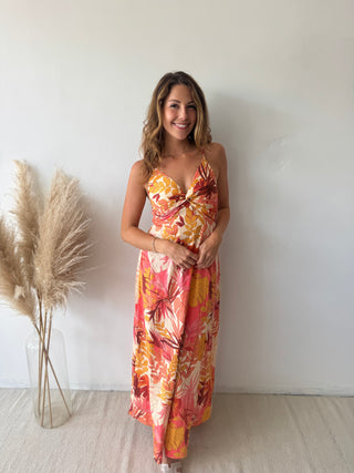 Orange yellow flowered dress