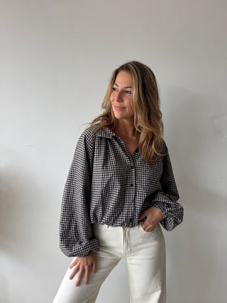 Brown checked blouse