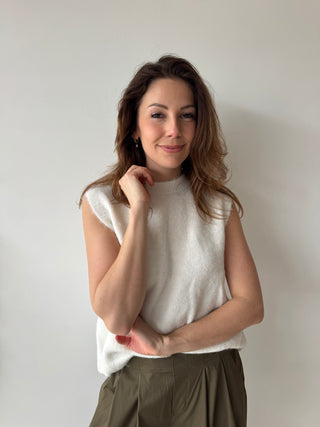 Lace open back white sweater