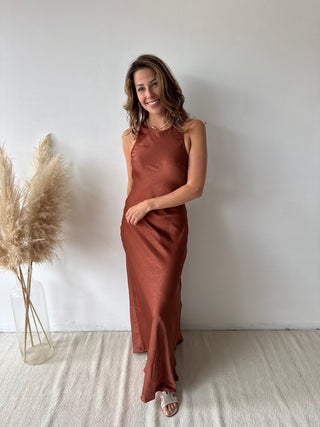 Terracotta silky dress
