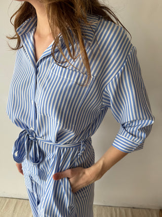 Blue striped maxi dress
