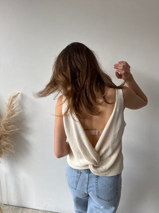 Knot back white top