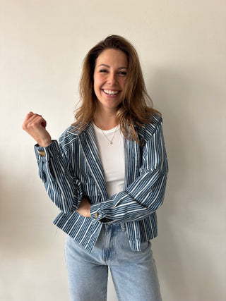 Blue white striped jacket