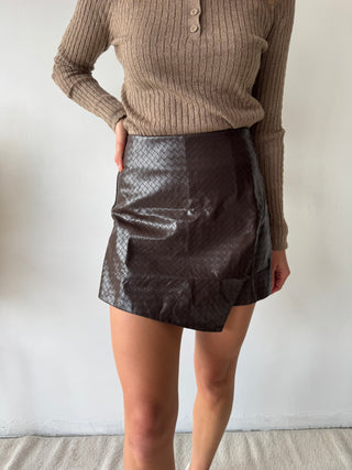 Brown leather skort
