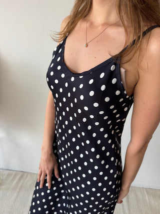 Black polka dots dress