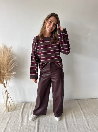 Burgundy leather pants