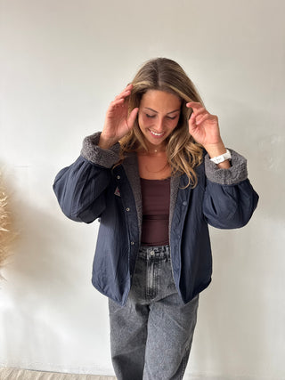 Blue detail grey reversible jacket