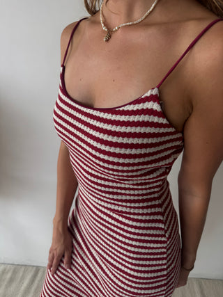 Red striped bodycon dress