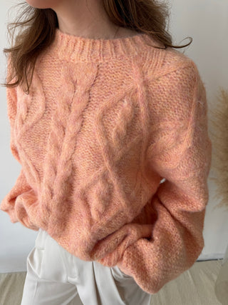 Peach cable knit
