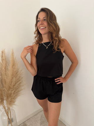 Black linen summer set