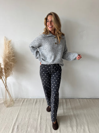 Grey polka dots denim