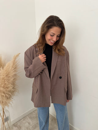 Burgundy checked blazer