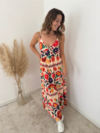 Colorful flowers maxi dress