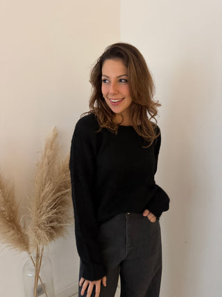 Open back detail black knit