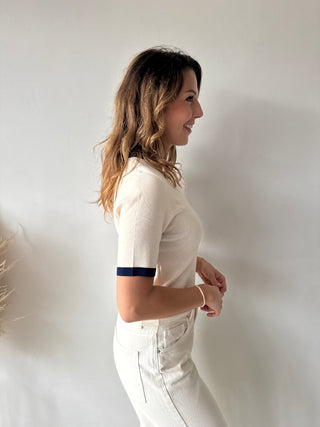 Heart detail beige top