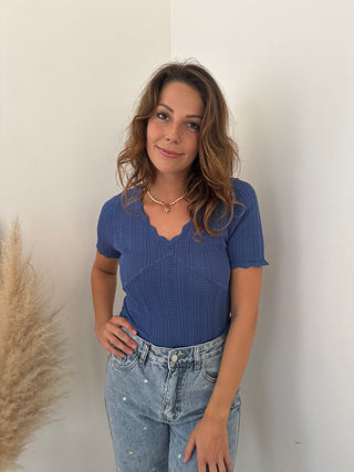 Blue scallop top