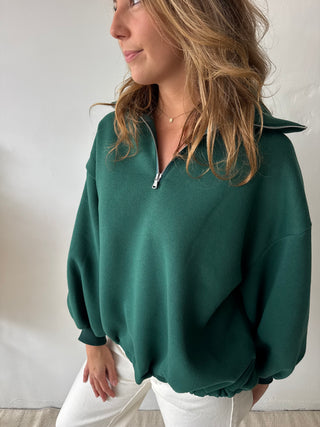 Green fleece zipper sweater