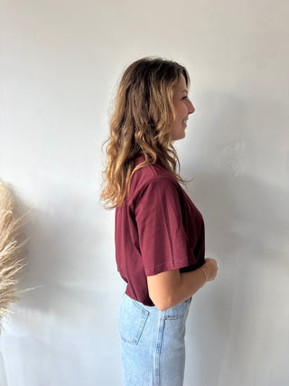 Burgundy elastic top