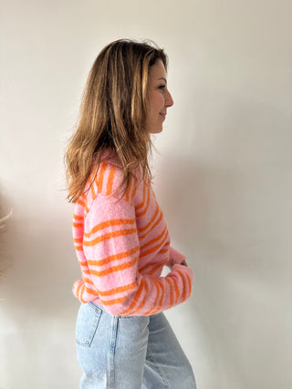 Soft striped pink orange knit
