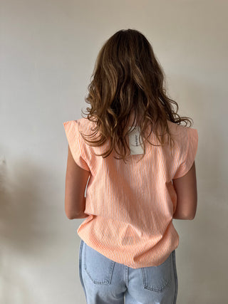 Heart pocket orange striped top