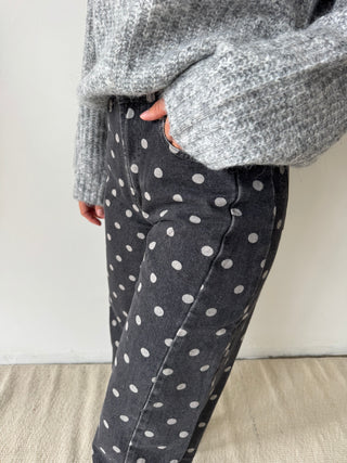 Grey polka dots denim
