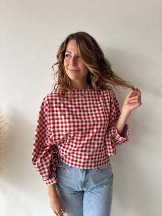 Vichy boatneck top