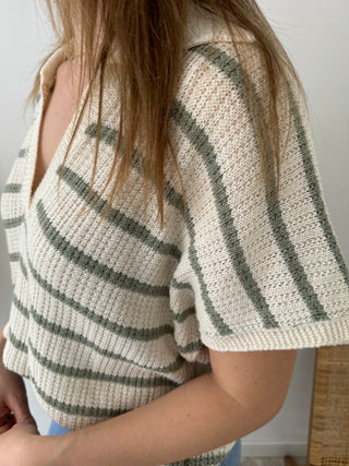 Mint striped knitted top