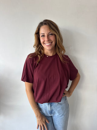 Burgundy elastic top