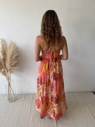 Orange yellow flowered dress