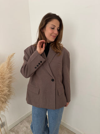 Burgundy checked blazer