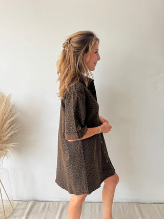Leopard shirt dress
