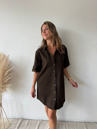 Leopard shirt dress