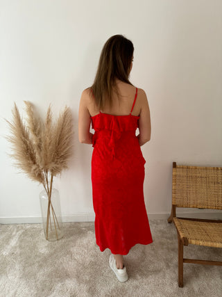 Red ruffle dress