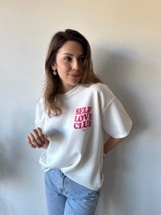 Red self love club t-shirt