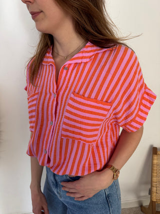 Pink orange fuchsia tetra blouse