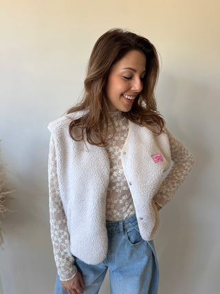 Beige teddy vest