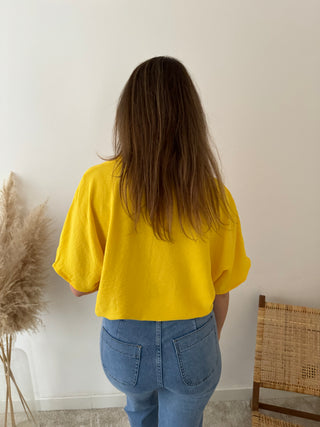 Yellow button loose top