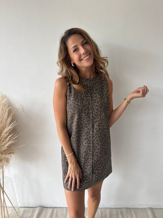 Leopard denim dress