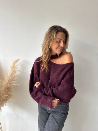Burgundy cut out knit