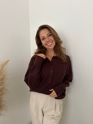 Brown pocket soft knit