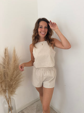 Beige linen summer set
