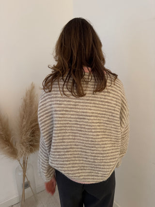 Light pink taupe striped knit
