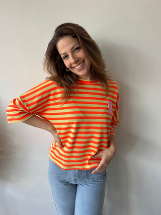 Orange yellow striped top